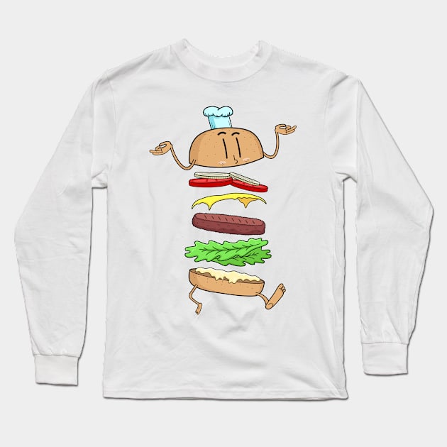 Levitating Burger Long Sleeve T-Shirt by thevisualgroove